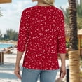 thumbnail image 6 of JTZGDY Henley Shirts for Women Vintage Floral Printed Half Button V Neck Summer 3/4 Lenght Sleeve Graphic Tunic Tees Blouse Loose Flowy Tshirt Tops Red XXXL, 6 of 7