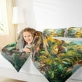 thumbnail image 3 of Manfei Safari dinosaur Queen Comforter Set,Jungle Wildlife Bedding Sets,Natural Landscape Waterfull Green Monstera Bedding Comforter Set For Boy Kids,Microfiber Bedroom Decor Reversible,3pcs, 3 of 7