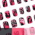 thumbnail image 5 of Hot Black Short Halloween Press On Nails 24Pcs Kit, Ghost Web Mummy Prints Spooky Fake Nails Set, Reusable False Nails for Party Daily Street Style Women Girls, 5 of 8