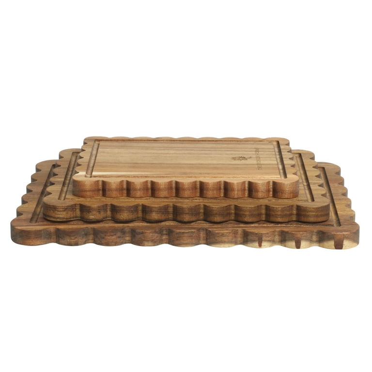 Acacia Wood Scalloped Cutting Boards, 3-Piece Set photo 8