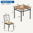 thumbnail image 2 of Dining Table Set for 2, 3 Piece Kitchen Table Set with 2 Chairs, Metal Frame, Square Kitchen Table Set for Small Space, Apartment, Dining Room, 2 of 7