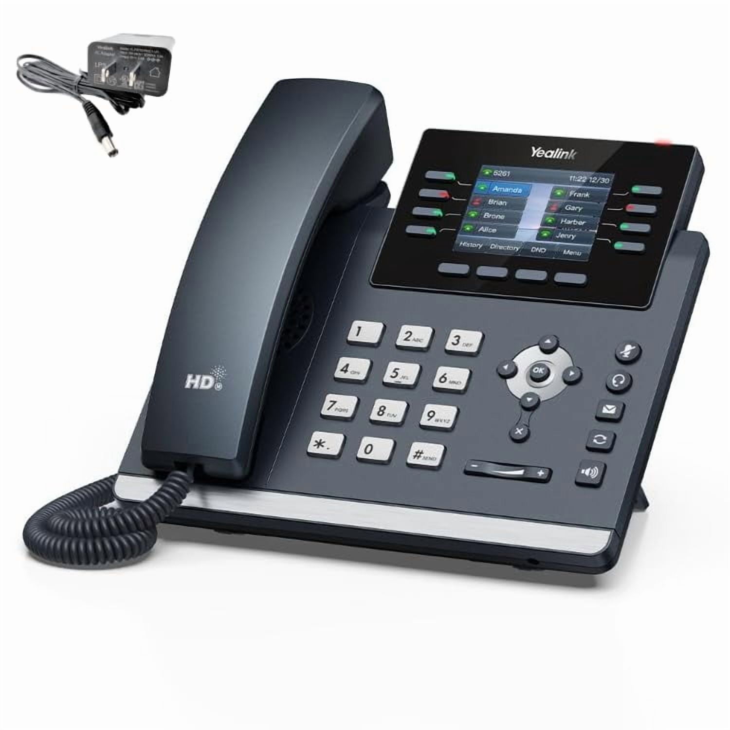 Yealink SIP-T44W-PSU ? 1301213 - WI-Fi IP Phone - Power Adapter Included -12 VoIP Accounts. 2.8-Inch Color Display. Dual-Port Gigabit Ethernet, PoE