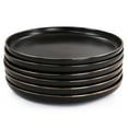 thumbnail image 2 of Elama Paul 6 Piece Stoneware Dinner Plate Set in Matt Black with Gold Rim, 2 of 6