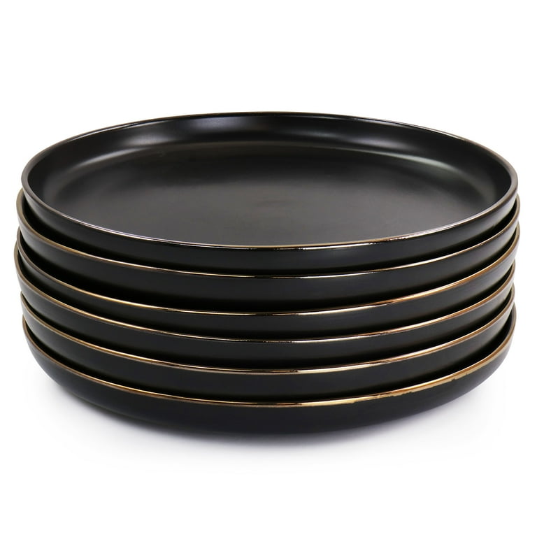 Elama Paul 6 Piece Stoneware Dinner Plate Set in Matt Black with