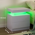 thumbnail image 2 of Table de Chevet Blanche avec LED pour Chambre, Table de Nuit Moderne avec 2 Tiroirs en Bois, Table d'Appoint pour Chambre, 2 of 6