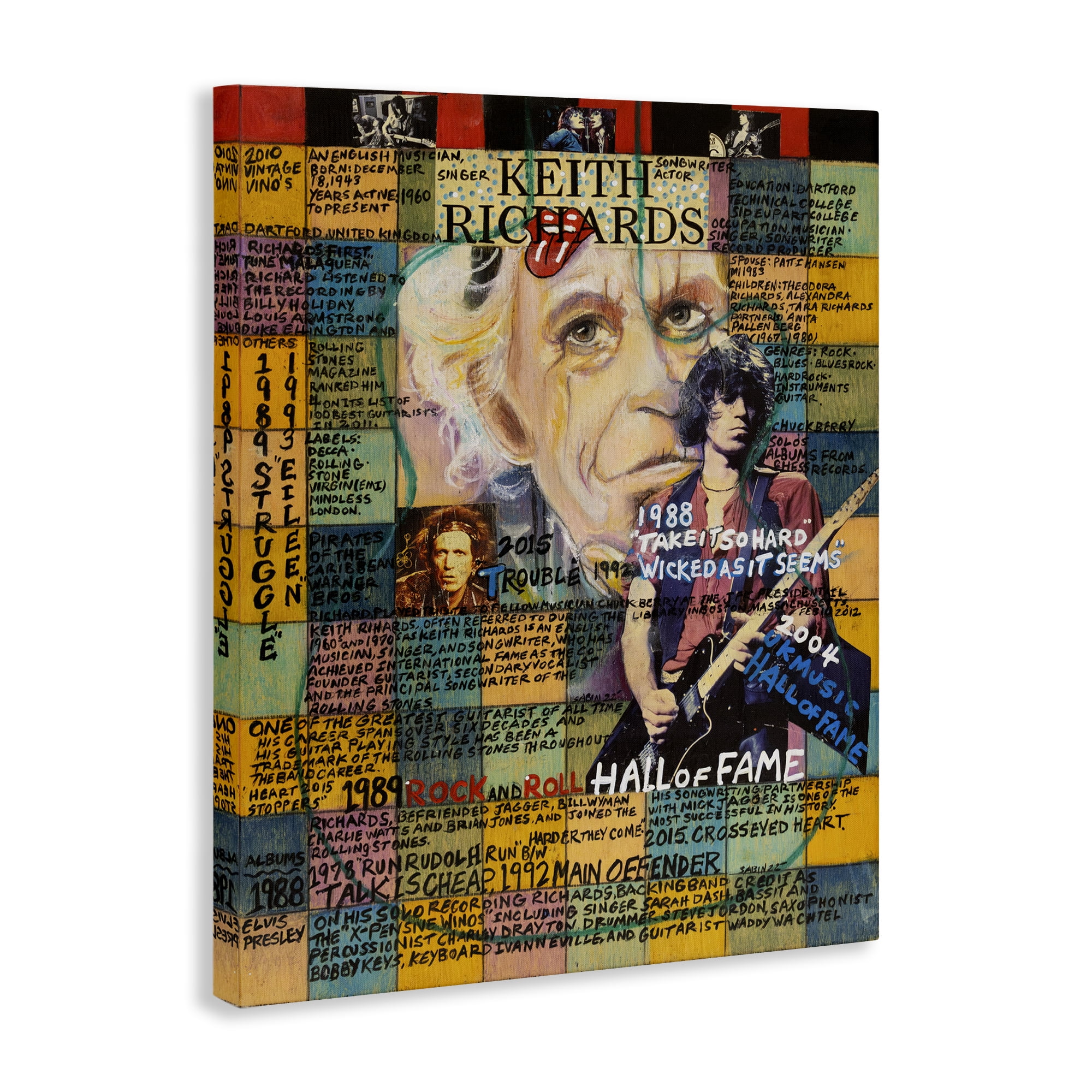 Stupell Industries Keith Richards Collage People Drawing Wrapped Canvas Art Print Wall Art, 16 x 20