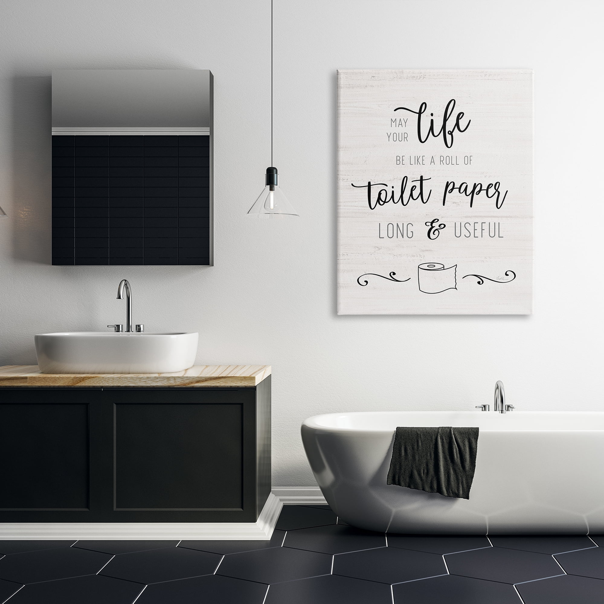 Stupell Industries Life Like Toilet Paper Roll Long and Useful Phrase, 36 x 48, Design by Natalie Carpentieri