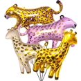 thumbnail image 1 of Otro artículo decorativo de jardín 4 globos de fiesta de safari, 2 globos de guepardo y 2 globos de jirafa, globos de papel de aluminio de bosque de leopardo de animales de la selva para, 1 of 5