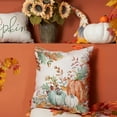 thumbnail image 2 of Fall Pillow Covers 20x20 inch Set of 2 Orange and Green Watercolor Pumpkin Fallen Leaves Decorative Throw Pillow Covers Autumn Thanksgiving Farmhouse Decoration for Home Couch TH27-D20, 2 of 6