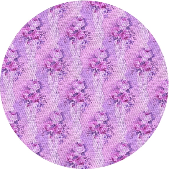 Ahgly Company Machine Washable Indoor Round Transitional Blossom Pink Area Rugs, 5' Round