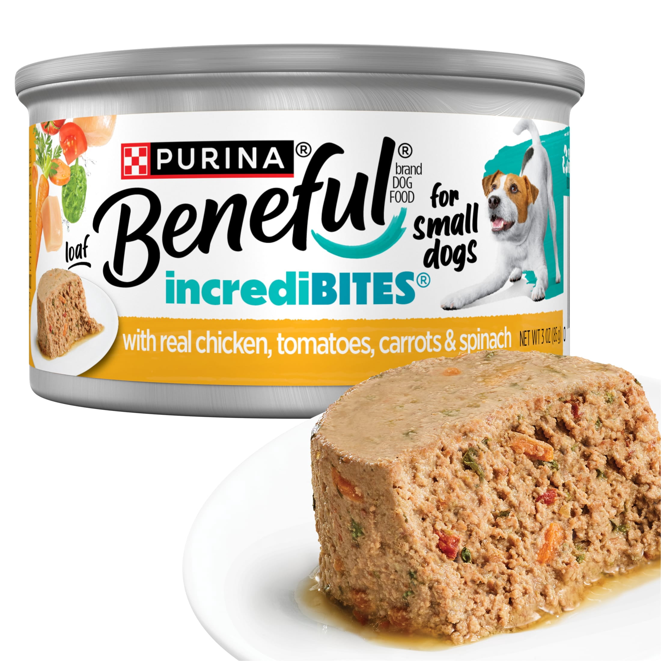 Purina Beneful Small Breed Wet Dog Food, IncrediBites Loaf With Real Chicken Recipe, 3 oz.