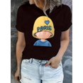 thumbnail image 1 of Camisetas de verano para mujer, con estampado, lindo, holgadas, atléticas, de manga corta, casual, 2025Women'S Casual Crew Neck T-Shirt with Paris Hat Print, Fashion Short Sleeve Polyester Knit Top,, 1 of 6