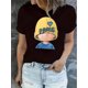 thumbnail image 1 of Camisetas de verano para mujer, con estampado, lindo, holgadas, atléticas, de manga corta, casual, 2025Women'S Casual Crew Neck T-Shirt with Paris Hat Print, Fashion Short Sleeve Polyester Knit Top,, 1 of 6