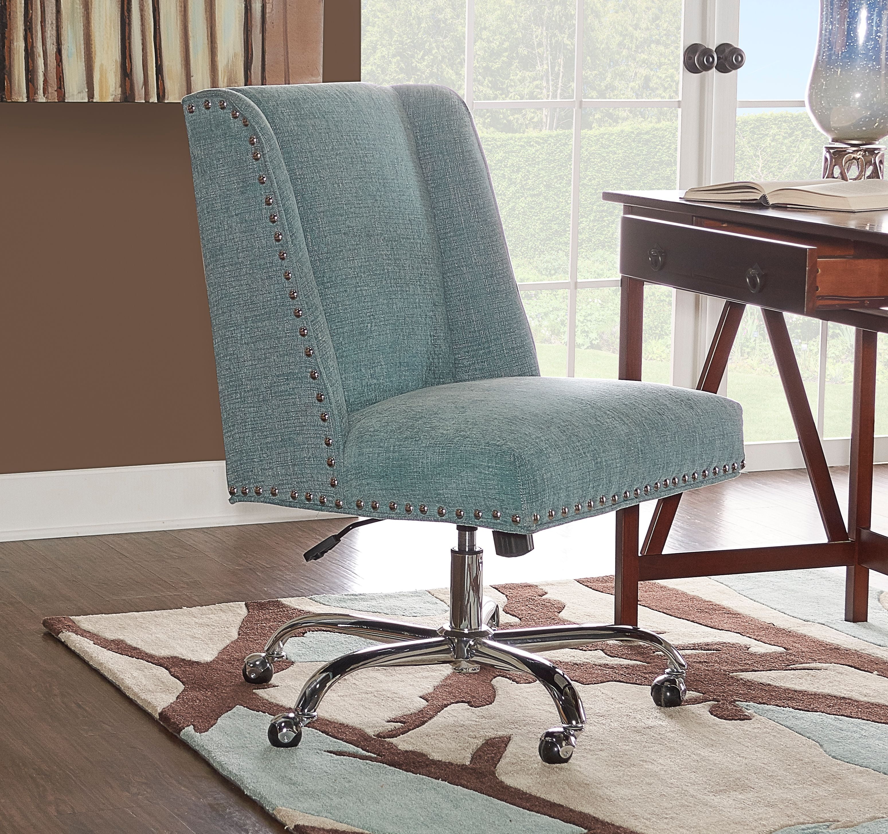Linon Draper Office Chair, Multiple Colors and Base Options