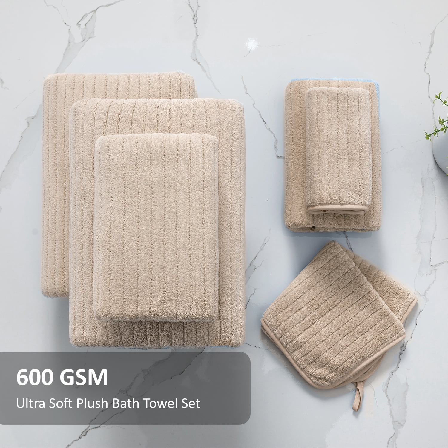 Covina Home 8 Piece Camel Bath Towel Set Microfiber Bathroom Towel Set Ultra Soft Plush Oversized Towels Adult Luxury Bath Sheet
