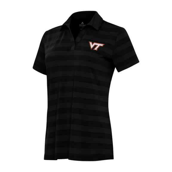 Women's Antigua Black Virginia Tech Hokies Tunnel Polo