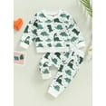 thumbnail image 2 of Bagilaanoe Toddler Baby Boy Long Pants Set Heart Dinosaur Print Long Sleeve Sweatshirt Pullover Tops + Drawstring Sweatpants 6M 12M 18M 24M 3T Kids Casual Sweatsuits, 2 of 8