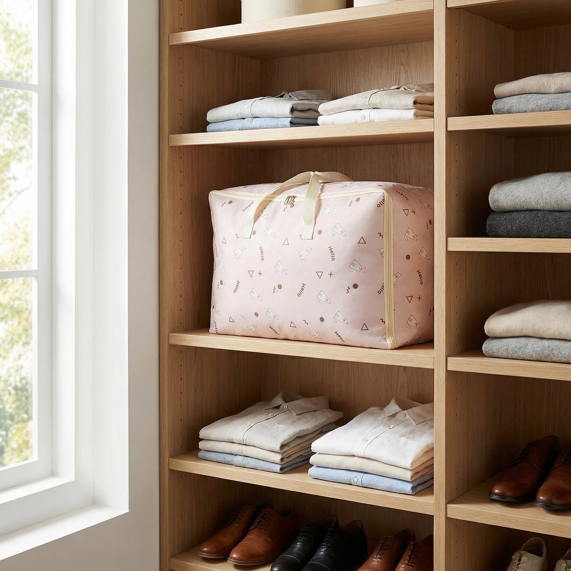 Unique Bargains Clothes Storage Bags for Organizing Clothing Light Pink 23.2"x15.7"x9.4"