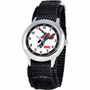 Spider-Man Boys' Stainless Steel Watch, Black Strap