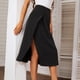 thumbnail image 4 of Falda Falda de color sólido que combina con todo el temperamento con abertura para el viajero Ygjytge para Mujer Negro T 20, 4 of 6