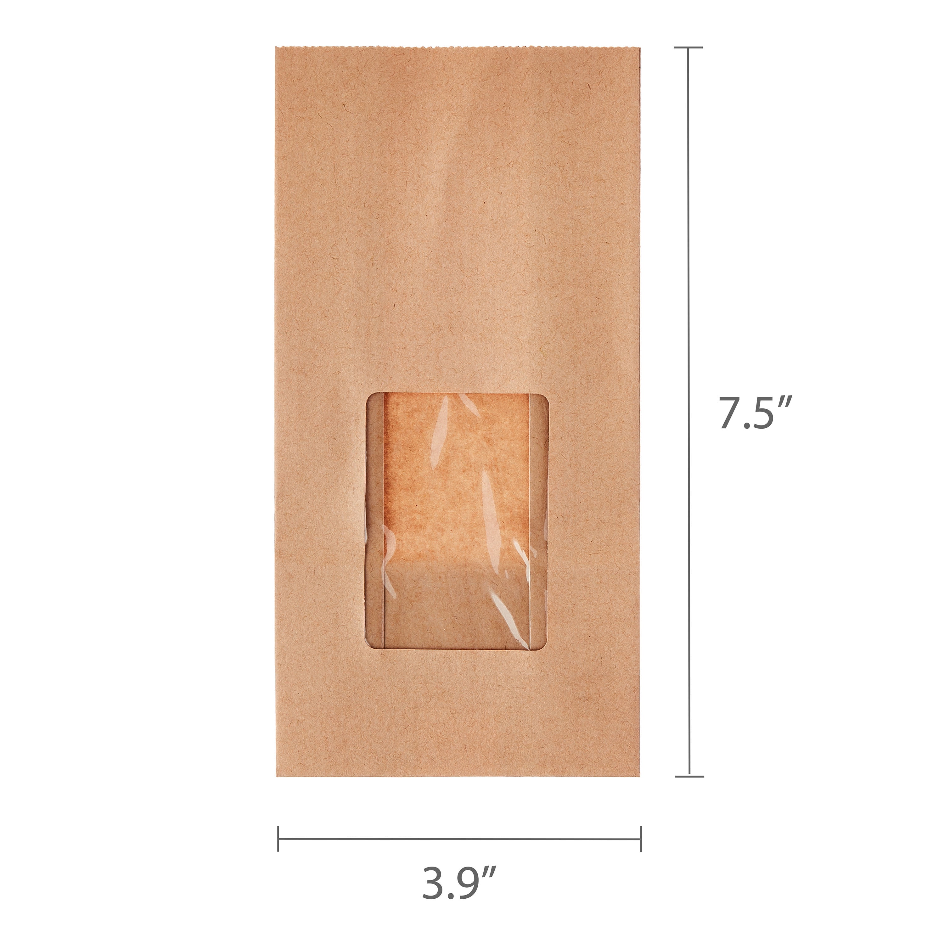 (4 pack) Equate Kraft Treat Bags with Windows, 3.5 in x 7.5 in, 12 Pieces
