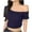 Blue, variant on Wyobmus Women Summer Crop Tops Short Sleeve Boat Neck Off Shoulder T Shirt Going Out Tops Slim Fit Shirts Blouse Purple