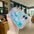 thumbnail image 2 of iPhone 12 Holographic Case, Cute Laser 3D Water Ripple Bling Glitter Luxury Wave Shape Phone case for Women Girls Silicone Protection Cover (Fluorescent White), 2 of 16