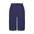 thumbnail image 4 of Women's Bermuda Shorts with Pocket, High Waist Relaxed Fit Utility Bottoms, Plain Casual Summer Wear for Outdoor Daily, 4 of 5