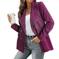 thumbnail image 2 of XFLWAM Women's Corduroy Elegant Work Blazers Jackets Retro Open Front Cardigan Plus Size Long Sleeve Business Coat Purple S, 2 of 5