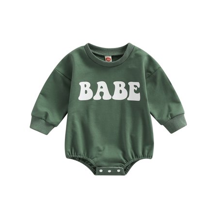 

Baby Girls Boys Spring Romper 3 6 12 18M Long Sleeve O Neck Letter Print Casual Playsuit