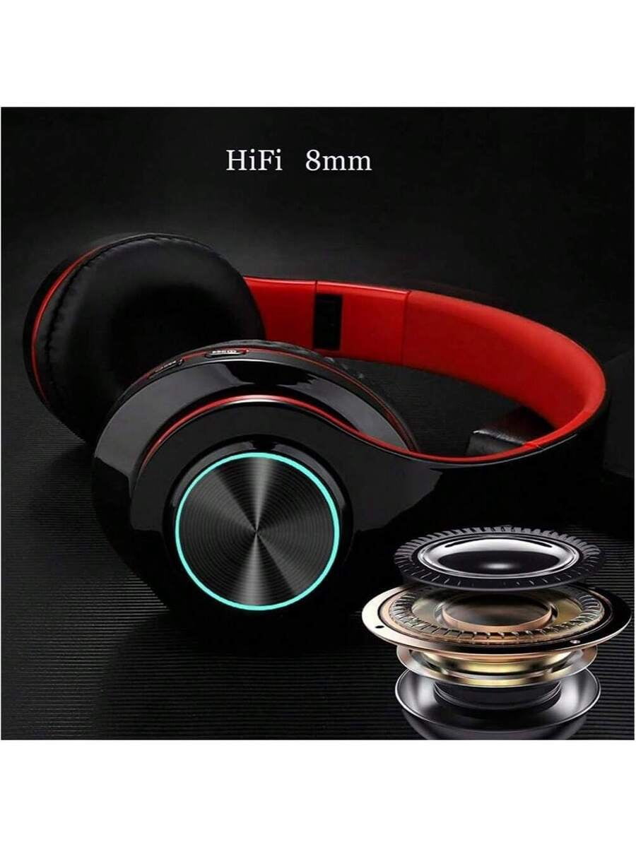 Wireless Gaming Headset With Microphone Bluetooth 5.2, Foldable Over Ear Headphones With Dual Wired/Wireless Mode, Long Battery Life, Lightweight Comfortable Design For PC Laptop Phone Travel Sports