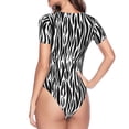thumbnail image 4 of Daiia Zebra print Women's Crew Neck Short Sleeve Bodysuit Fashion Tops Fit Casual Basic Extender Bodysuit-XX-Large, 4 of 9