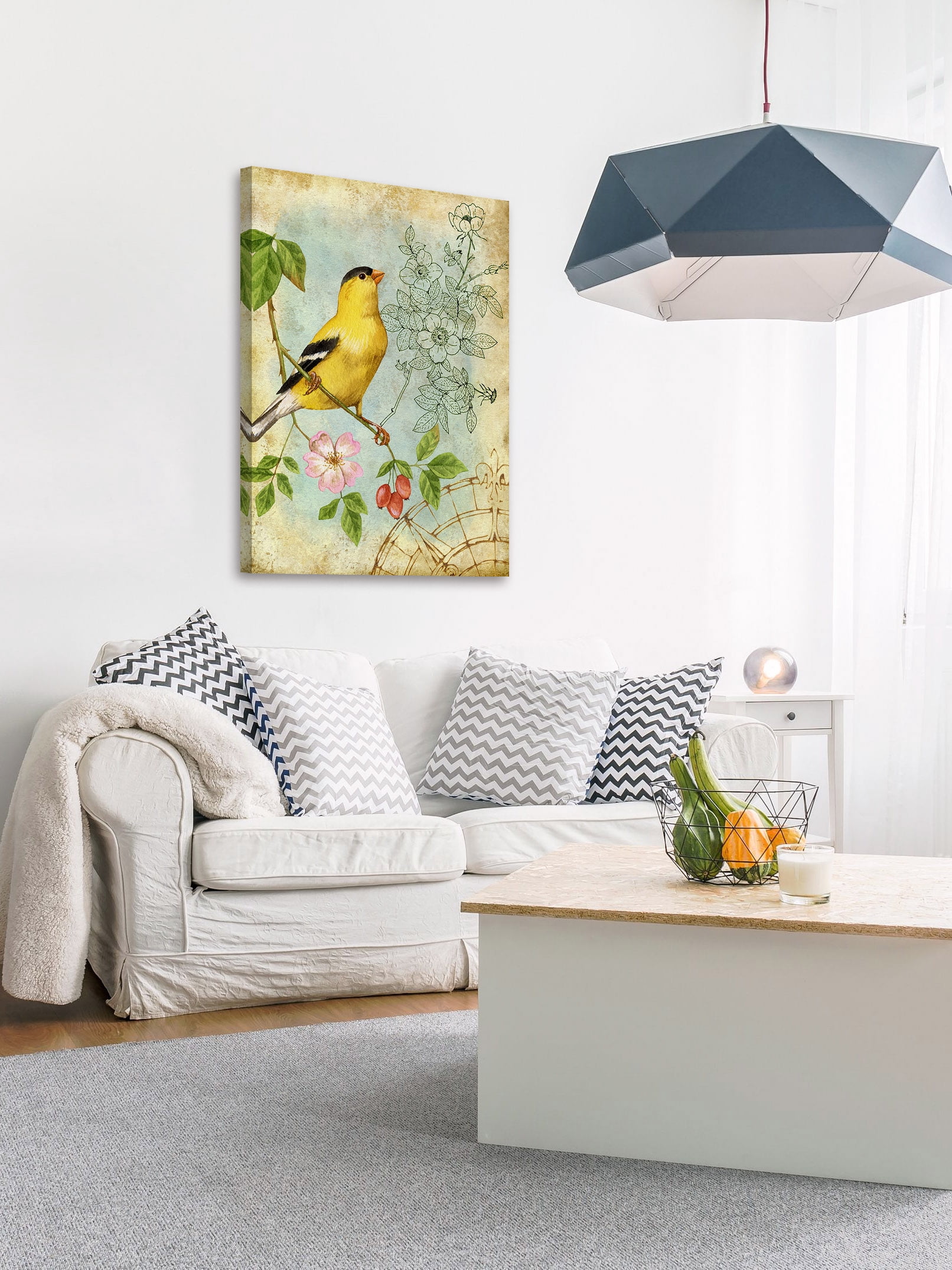 "Yellow Songbird" Painting Print on Wrapped Canvas