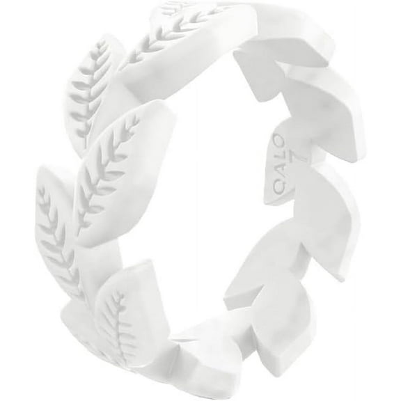 QALO Women's Rubber Silicone Ring, Vine Rubber Wedding Band, Breathable, Durable Engagement Silicone Ring, 5.8mm Wide 1.75mm Thick, Pearl, Size 4