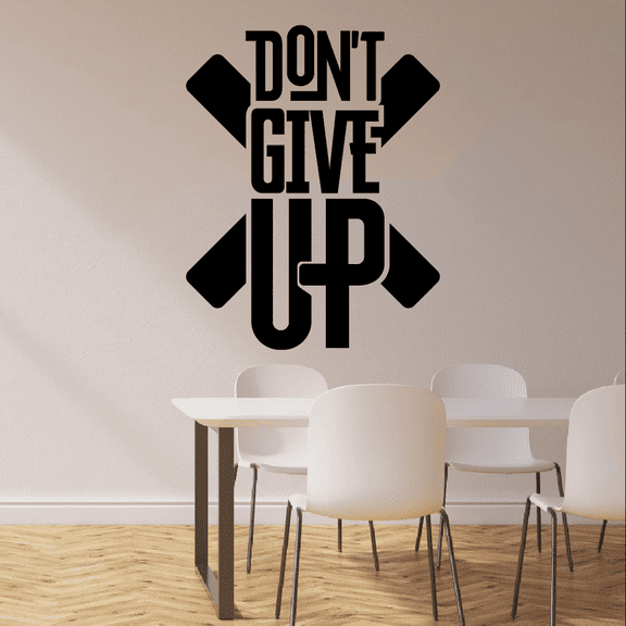 Don't Give Up - Workout Motivation Quote Home Gym Wall Decor Fitness Inspiration Vinyl Wall Art Wall Sticker Wall Decal Home Gym Workout Area Exercise Wall Décoration Design Size (10x8 inch)