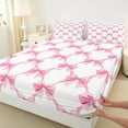 thumbnail image 3 of Manfei Kawaii Bowknot Kids Full Size Sheets, Cartoon Pink Ribbon Bed Sheets, Princess Theme Sheet Sets, Lightweight Room Decor, 4-Piece, 3 of 7