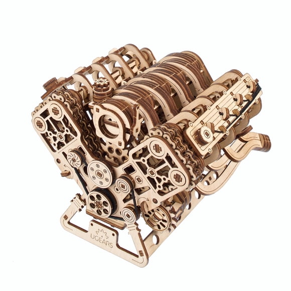 UGEARS V8 Engine Model Kit - 3D Wooden Puzzles for Adults, 3D Puzzle Model Engine Kit, DIY Kits Gifts for Engineers for Christmas, Wooden Model Kits