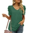 thumbnail image 4 of USSUMA Womens Summer Shirt V Neck Casual Tshirts Puff Sleeve Tops for Women Solid Color, 4 of 8