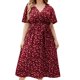 thumbnail image 1 of Vestidos de Verano de Mujer Oversize Casual de Manga Corta V Cuello Impreso, Suelto Ajuste para Diario, Fechas, Trabajo Y Primavera, 1 of 8