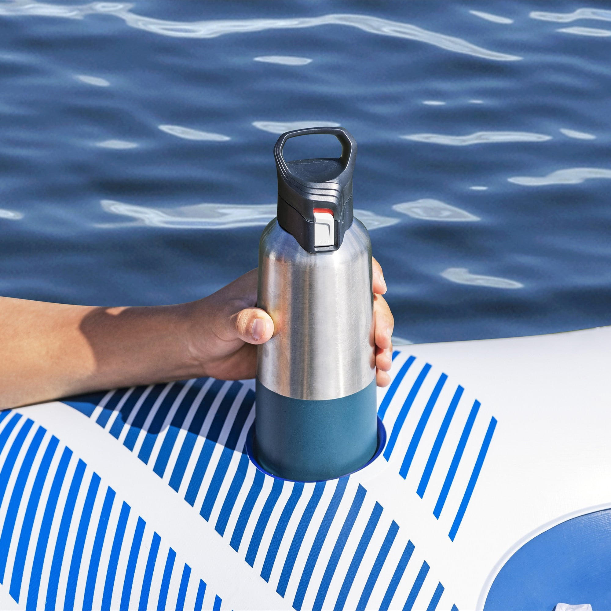 Hydro Force: Rapid Rider Quad River Tube - 8'5" x 8'5"  - Blue & White, Seats Up To 4 Adults, Built In Cupholders, Inflata-Shield Material, Punture Resistant, 784 lb Weight Capacity