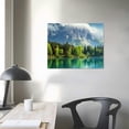 thumbnail image 3 of JRXY Nature Scenery Landscape Wall Art Decor Print on Canvas Modern Artwork Ready to Hang - Beautiful Turquoise Lake, Forest, Mountains Picture 16x12in, 3 of 4