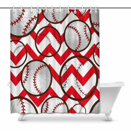 Pop Baseball Bathroom Shower Curtain Decor Set 60x72 Inch