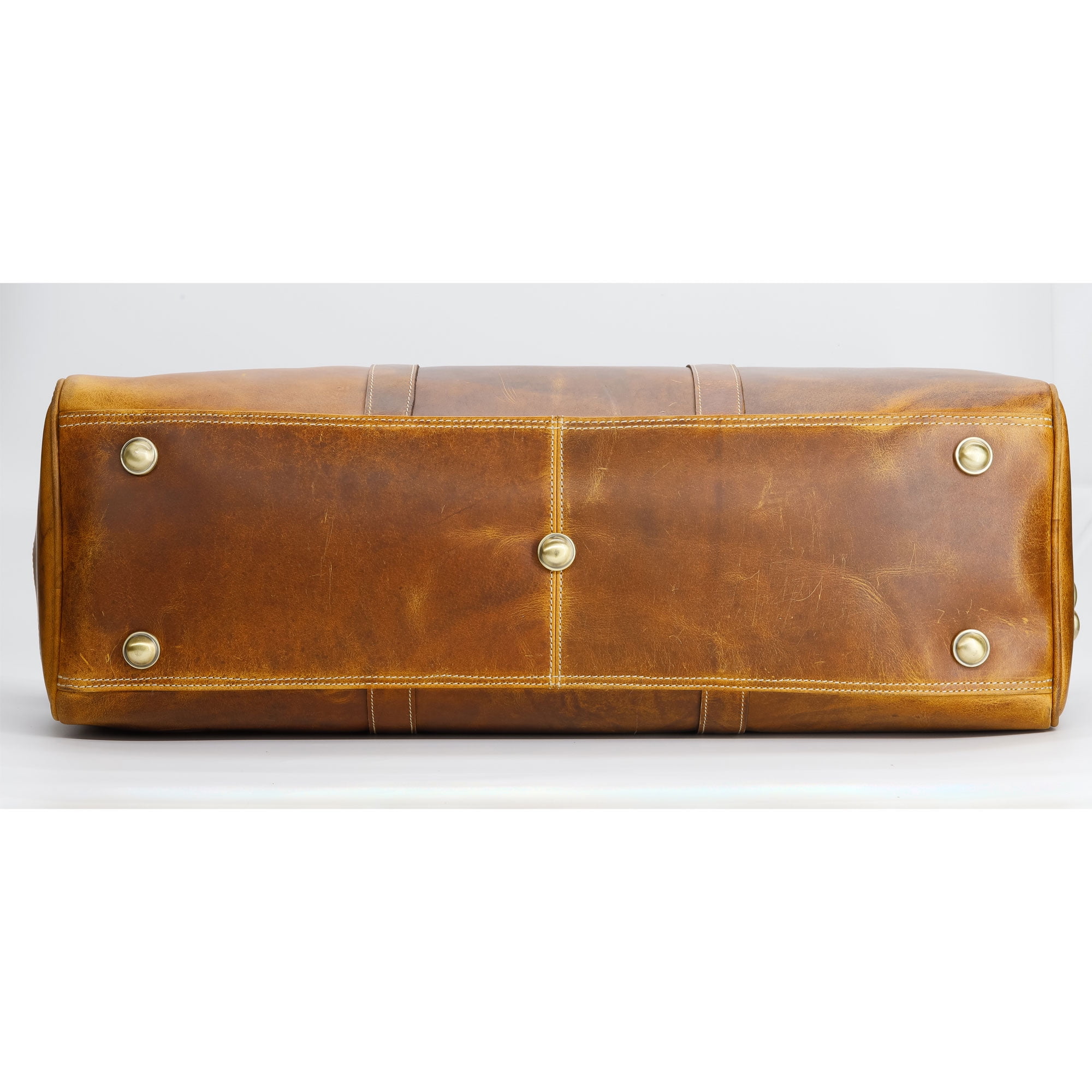 Men’s Full Grain Buffalo Leather Duffel Bag with Toiletry Kit – 24" Handmade Weekender Travel Bag with YKK Zippers & Brass Hardware
