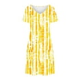 thumbnail image 4 of Uaswgudfs ​Women's Short Sleeve V-Neck Midi Dress​ - Casual Summer A-Line Silhouette with Front Pockets, Versatile for Social Occasions Yellow 2XL, 4 of 7