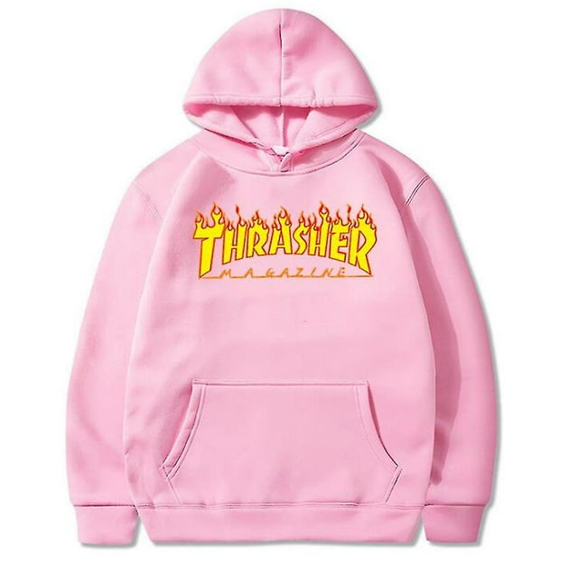 Unisex Thrasher Hoodie Letter Printed Sweatshirt Drawstring Hood With Pocket