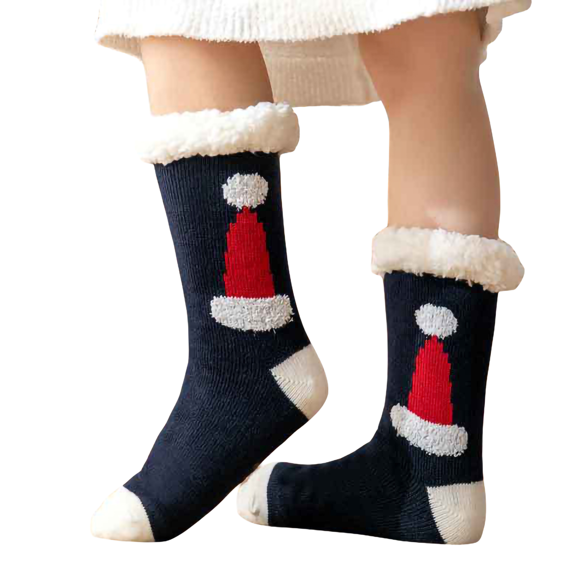 Listenwind Christmas Knee Socks for Women, Cute Christmas Hat Pattern