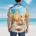 thumbnail image 4 of Pofeuu Beach Starfish Shell Print Hawaiian Shirt for Men Sleeves Casual Button Down Summer Beach Dress Shirts T-Shirts,Large, 4 of 7