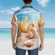 thumbnail image 4 of Balery Beach Starfish Shell Camisas hawaianas de manga corta para hombre, camisas playeras de corte holgado, camisas de vacaciones con botones,3X-Large, 4 of 7