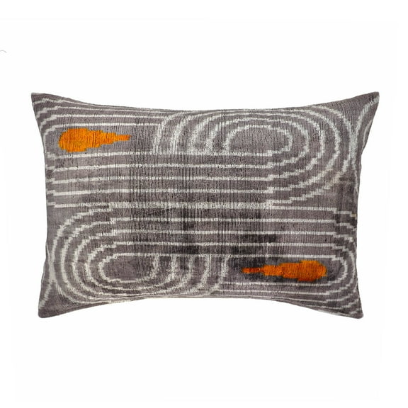 Daytona Silk Velvet Ikat Throw Pillow, 16" X 24"