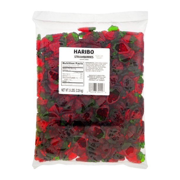 Haribo, Gummy Strawberries, 5 Pound